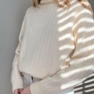 Cashmere Cream Turtleneck Sweater